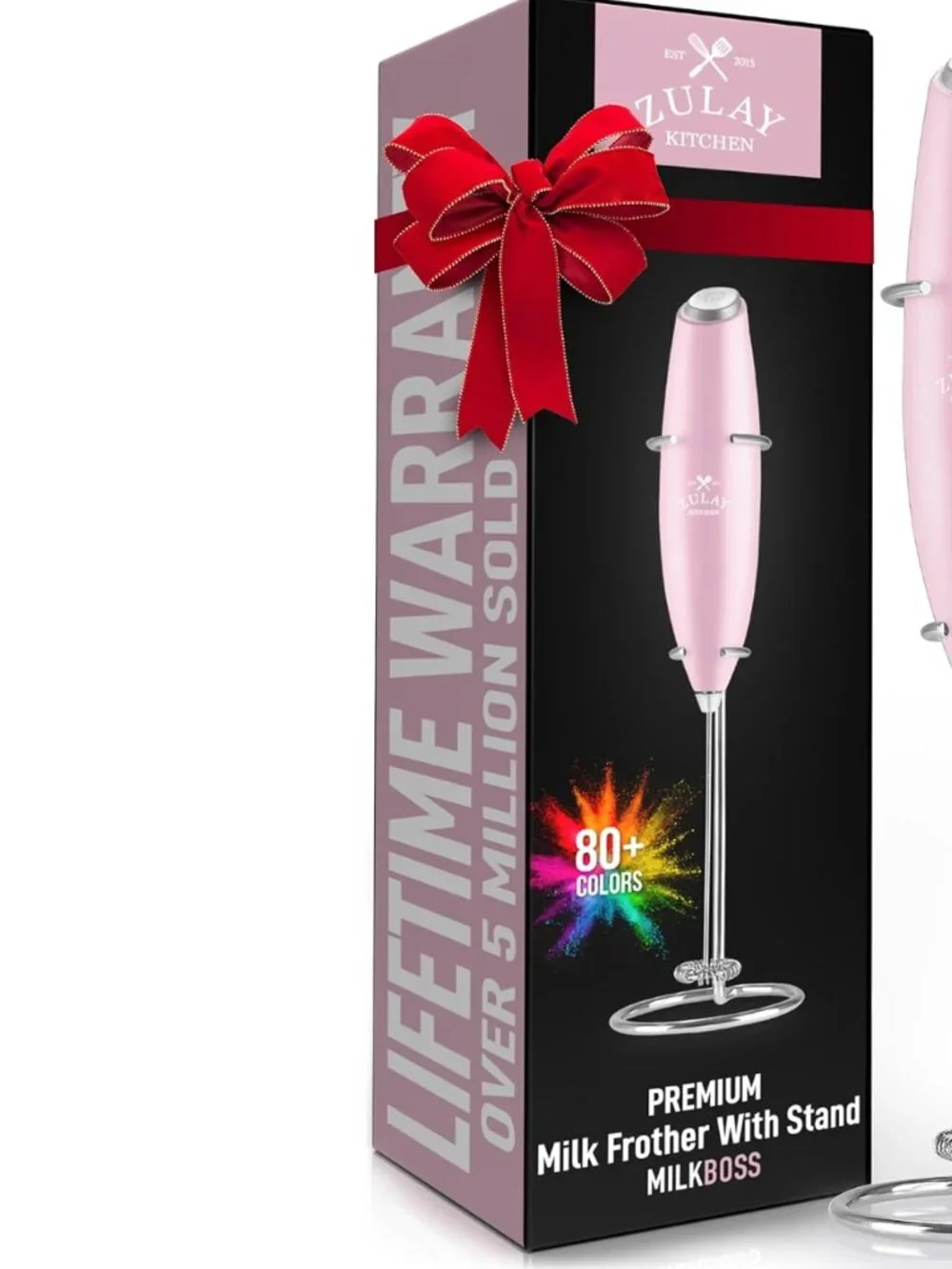 NEW Zulay Powerful Milk Frother for Coffee with Upgraded Titanium Motor - Pink